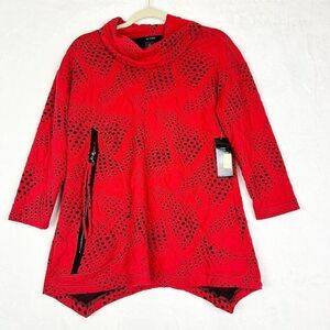 Ali Miles Knit Cowl Neck Tunic Top Size Small NEW Lagenlook Asymmetrical Art